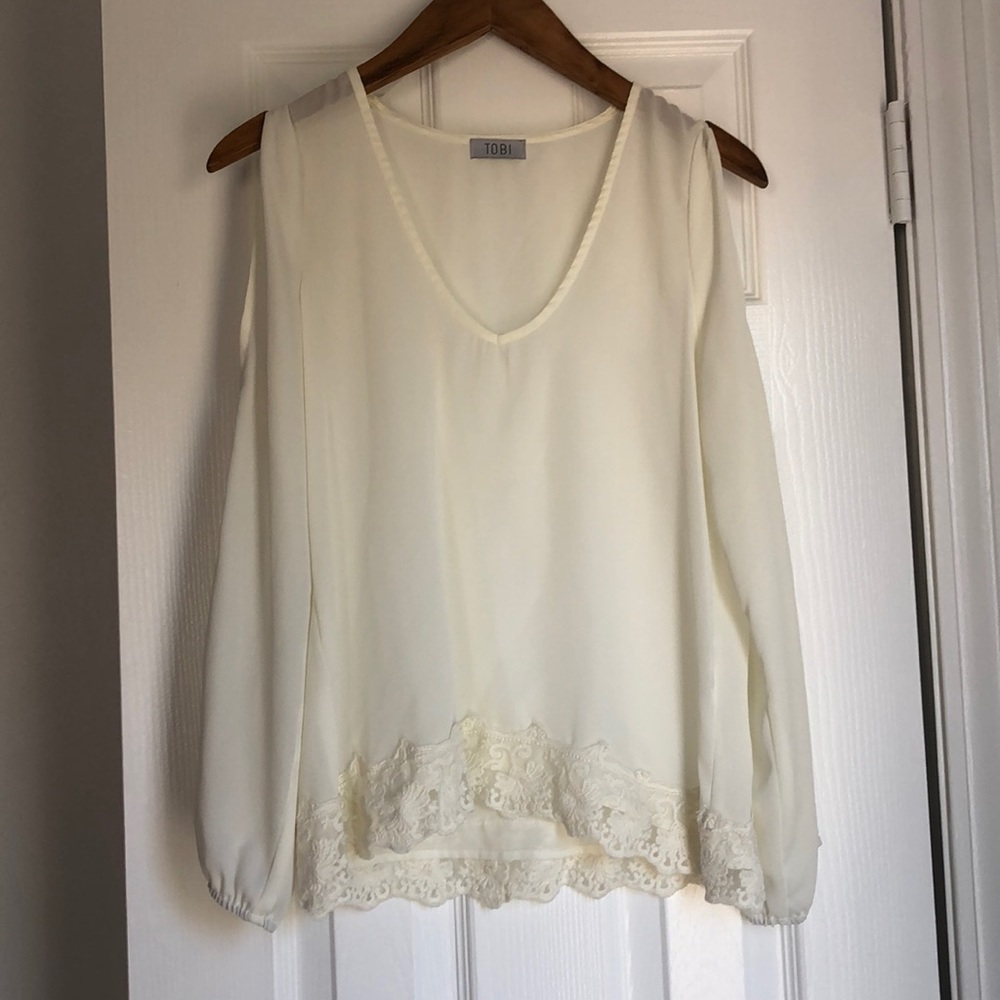 Tobi long sleeve open sleeve top